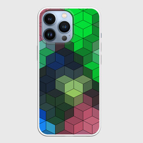 Чехол для iPhone 13 Pro с принтом Разноцветный геометрический уз в Белгороде,  |  | абстрактный | зеленый | молодежный | разноцветный узор | ромбы | синий | текстура