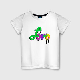 Детская футболка хлопок с принтом Яркая разноцветная любовь в Белгороде, 100% хлопок | круглый вырез горловины, полуприлегающий силуэт, длина до линии бедер | буквы | веселые буквы | веселый | веселый заяц | граффити | детский | для детей | заяц | иллюстрация | малышам | текст