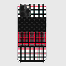 Чехол для iPhone 12 Pro Max с принтом Комбинированный красно-серый  в Белгороде, Силикон |  | Тематика изображения на принте: клетка | комбинированный | красный и черный | креативный | плед | полосы | узор в клетку | шотландка