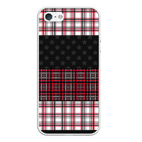 Чехол для iPhone 5/5S матовый с принтом Комбинированный красно-серый  в Белгороде, Силикон | Область печати: задняя сторона чехла, без боковых панелей | клетка | комбинированный | красный и черный | креативный | плед | полосы | узор в клетку | шотландка