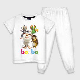 Детская пижама хлопок с принтом Буба и его друзья в Белгороде, 100% хлопок |  брюки и футболка прямого кроя, без карманов, на брюках мягкая резинка на поясе и по низу штанин
 | anime | booba | brownie | cartoon series | childrens | friends | guga | hedgehog | lula | parrot | rat | spike | аниме | буба | гуга | детский | домовой | друзья | ёж | крыса | мульт   сериал | попугай | спайк