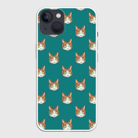 Чехол для iPhone 13 с принтом Рыжий кот паттерн в Белгороде,  |  | kitty | зеленый | кот | котенок | кошка | паттерн | рыжий кот