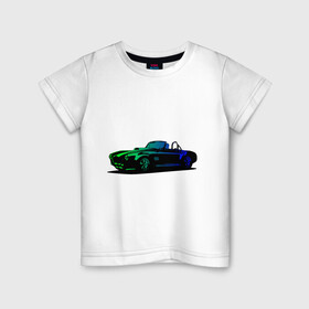 Детская футболка хлопок с принтом SHELBI COBRA I Шелби Кобра в Белгороде, 100% хлопок | круглый вырез горловины, полуприлегающий силуэт, длина до линии бедер | дрифт. | кабриолет | неоновая машина | скорость | спорткар