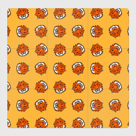 Магнитный плакат 3Х3 с принтом Тигры паттерн в Белгороде, Полимерный материал с магнитным слоем | 9 деталей размером 9*9 см | Тематика изображения на принте: дикие животные | желтый | иллюстрация | крупные кошки | крупный рисунок | паттерн | песочный цвет | рисунок | рыжий | сафари | тигры