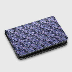 Картхолдер с принтом с принтом Сине-фиолетовый цветочный узор в Белгороде, натуральная матовая кожа | размер 7,3 х 10 см; кардхолдер имеет 4 кармана для карт; | однотонный | ретро | синие цветы | темный узор | цветочный узор | цветы