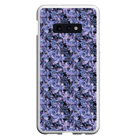 Чехол для Samsung S10E с принтом Сине-фиолетовый цветочный узор в Белгороде, Силикон | Область печати: задняя сторона чехла, без боковых панелей | Тематика изображения на принте: однотонный | ретро | синие цветы | темный узор | цветочный узор | цветы