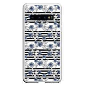 Чехол для Samsung Galaxy S10 с принтом Акварельный полосатый узор  в Белгороде, Силикон | Область печати: задняя сторона чехла, без боковых панелей | акварель | акварельные цветы | детский | женский | малышам | модный | цветочный узор | цветы | черный и белый