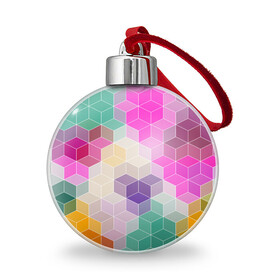 Ёлочный шар с принтом Абстрактный разноцветный узор  в Белгороде, Пластик | Диаметр: 77 мм | абстрактный | бирюзовый | бордовый | геометрические фигуры | модный | розовый | ромбы | современный
