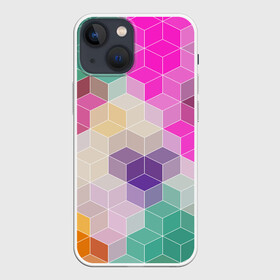 Чехол для iPhone 13 mini с принтом Абстрактный разноцветный узор в Белгороде,  |  | абстрактный | бирюзовый | бордовый | геометрические фигуры | модный | розовый | ромбы | современный