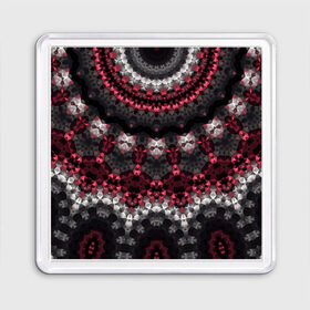 Магнит 55*55 с принтом Красно-черный мозаичный узор  в Белгороде, Пластик | Размер: 65*65 мм; Размер печати: 55*55 мм | абстрактный | восточный орнамент | калейдоскоп | красный и черный | креативный | модный | мозаика | орнамент | популярный | современный