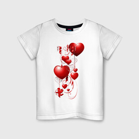 Детская футболка хлопок с принтом Праздничный купидон  в Белгороде, 100% хлопок | круглый вырез горловины, полуприлегающий силуэт, длина до линии бедер | день влюбленных | купидон | ленты | люблю | любовь | праздник | праздничный купидон | сердца | сердце | украшения