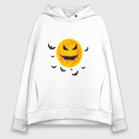 Женское худи Oversize хлопок с принтом Halloween  в Белгороде, френч-терри — 70% хлопок, 30% полиэстер. Мягкий теплый начес внутри —100% хлопок | боковые карманы, эластичные манжеты и нижняя кромка, капюшон на магнитной кнопке | drawing | halloweencostume | pumpkin | праздник | хэллоуин