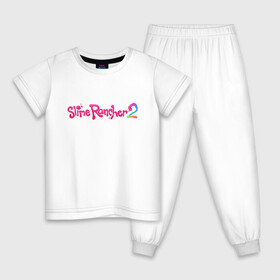 Детская пижама хлопок с принтом Slime Rancher 2  в Белгороде, 100% хлопок |  брюки и футболка прямого кроя, без карманов, на брюках мягкая резинка на поясе и по низу штанин
 | Тематика изображения на принте: gamer | games | monomi park | slime | иллюстрация | лого