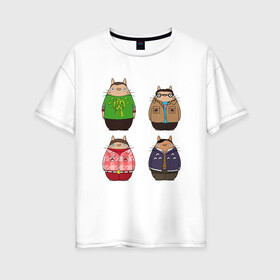 Женская футболка хлопок Oversize с принтом Big Bang Totoro в Белгороде, 100% хлопок | свободный крой, круглый ворот, спущенный рукав, длина до линии бедер
 | big bang theory | ghibli | japan | nature | neigbor | neighbour | totoro | анимация | аниме | гибли | друг | животные | лес | милый | миядзаки | мой сосед тоторо | мульт | мультфильм | природа | сосед | теория большого взрыва | тоторо