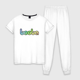 Женская пижама хлопок с принтом BOOBA LOGO | БУБА ЛОГО (Z) в Белгороде, 100% хлопок | брюки и футболка прямого кроя, без карманов, на брюках мягкая резинка на поясе и по низу штанин | baby | booba | buba | gnom | logo | буба | гном | гномик | детям | для ребенка | лого | логотип | мультик | ребенку