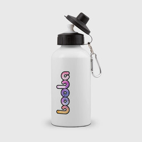 Бутылка спортивная с принтом BOOBA LOGO | БУБА ЛОГО (Z) в Белгороде, металл | емкость — 500 мл, в комплекте две пластиковые крышки и карабин для крепления | baby | booba | buba | gnom | logo | буба | гном | гномик | детям | для ребенка | лого | логотип | мультик | ребенку
