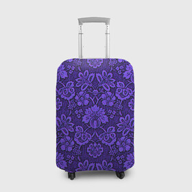 Чехол для чемодана 3D с принтом Домашние обои  в Белгороде, 86% полиэфир, 14% спандекс | двустороннее нанесение принта, прорези для ручек и колес | домашние обои | обои | орнамент | текстуры | узор | фиолетовое | хохлома | цветы