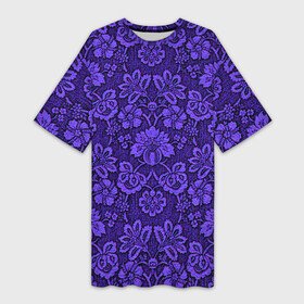 Платье-футболка 3D с принтом Домашние обои в Белгороде,  |  | домашние обои | обои | орнамент | текстуры | узор | фиолетовое | хохлома | цветы