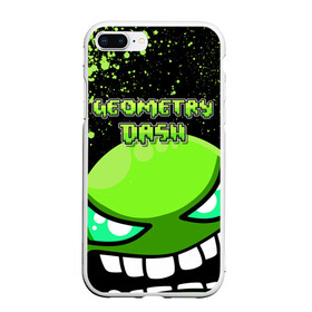 Чехол для iPhone 7Plus/8 Plus матовый с принтом Geometry Dash (Green) в Белгороде, Силикон | Область печати: задняя сторона чехла, без боковых панелей | dash | geometry | geometry dash | геометри десш | квадрат | мобильная игра | шеометри даш