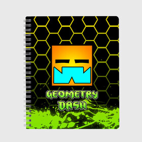 Тетрадь с принтом Geometry Dash (Классика) в Белгороде, 100% бумага | 48 листов, плотность листов — 60 г/м2, плотность картонной обложки — 250 г/м2. Листы скреплены сбоку удобной пружинной спиралью. Уголки страниц и обложки скругленные. Цвет линий — светло-серый
 | dash | geometry | geometry dash | геометри десш | квадрат | мобильная игра | шеометри даш