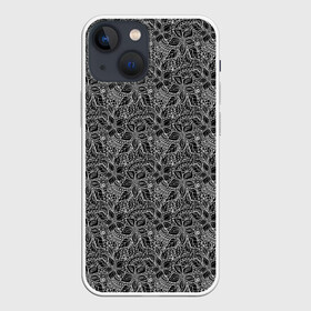Чехол для iPhone 13 mini с принтом Черно белый ажурный узор в Белгороде,  |  | абстрактные цветы | абстрактный узор | ажурный | для женщин | кружевные цветы | модный | цветочный | цветы | черный и белый