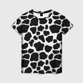 Женская футболка 3D с принтом Пятна Далматинца  в Белгороде, 100% полиэфир ( синтетическое хлопкоподобное полотно) | прямой крой, круглый вырез горловины, длина до линии бедер | 101 далматинец | dalmations | далматин | мраморный окрас | черно белые пятна | черное на белом
