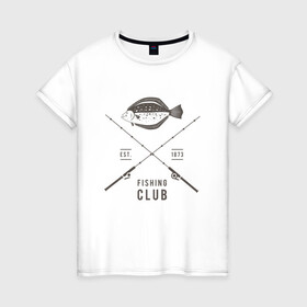 Женская футболка хлопок с принтом Рыбаловный клуб в Белгороде, 100% хлопок | прямой крой, круглый вырез горловины, длина до линии бедер, слегка спущенное плечо | fish | fishing | мужику | мужчине | на рыбалке | на рыбалку | рыба | рыбак | рыбакам | рыбаку | рыбалка | удочка