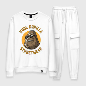 Женский костюм хлопок с принтом Koll Gorilla Streetwear в Белгороде, 100% хлопок | на свитшоте круглая горловина, мягкая резинка по низу. Брюки заужены к низу, на них два вида карманов: два 