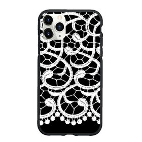Чехол для iPhone 11 Pro Max матовый с принтом Черно-белое кружево в Белгороде, Силикон |  | ажурный | кружевной | кружево | крупное кружево | монохром | рисунок | тренды | чб | черно белый