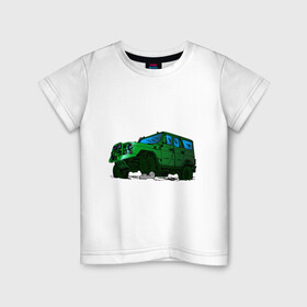 Детская футболка хлопок с принтом УАЗ Хантер I Hunter в Белгороде, 100% хлопок | круглый вырез горловины, полуприлегающий силуэт, длина до линии бедер | off road | внедорожник | джип | зеленый | камень | уазик