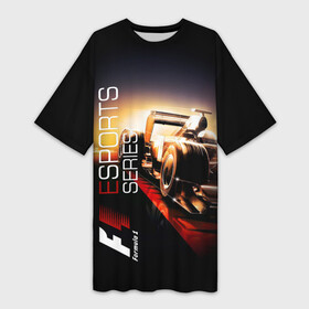 Платье-футболка 3D с принтом FORMULA 1 в Белгороде,  |  | auto | car | drive | f1 | ferrari | formula 1 | logo | mercedes | racing | track | болид | гонки | мерседес | пилот | тачки | трасса | ферари | формула1 | чемпионат