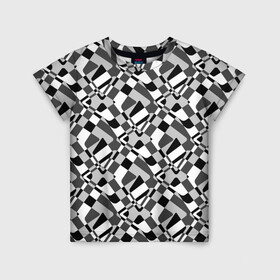 Детская футболка 3D с принтом Черно-белый абстрактный узор в Белгороде, 100% гипоаллергенный полиэфир | прямой крой, круглый вырез горловины, длина до линии бедер, чуть спущенное плечо, ткань немного тянется | абстрактный | геометрический | модный | молодежный | монохромный | простой | черный и белый