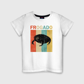 Детская футболка хлопок с принтом Дождевая жаба Frog + Avocado в Белгороде, 100% хлопок | круглый вырез горловины, полуприлегающий силуэт, длина до линии бедер | Тематика изображения на принте: avocado | breviceps fuscus | english | frog | авокадо | амфибия | африка | африканская дождевая лягушка | винтаж | винтажный дизайн | дождевая жаба | жаба | иллюстрация | иностранный | лягушка | надпись | по английски