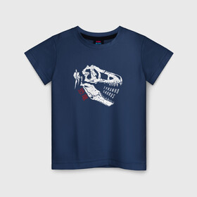 Детская футболка хлопок с принтом Тиранозавр Рекс в Белгороде, 100% хлопок | круглый вырез горловины, полуприлегающий силуэт, длина до линии бедер | Тематика изображения на принте: дино | динозавр | животные | зверь | иероглифы | скелет | тиранозавр рекс | хищник | череп