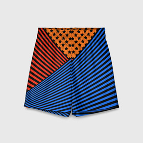 Детские спортивные шорты 3D с принтом Комбинированный полосатый узор в Белгороде,  100% полиэстер
 | пояс оформлен широкой мягкой резинкой, ткань тянется
 | абстрактный | геометрический | звезды | комбинированный | косые полосы | молодежный | полосатый узор | полосы | популярный | современный