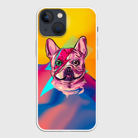 Чехол для iPhone 13 mini с принтом Собака с молнией в Белгороде,  |  | dog | бульдог | гроза | молния | мопс | пес | собака | собаки | собачка | текстура