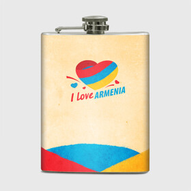 Фляга с принтом Heart I love Armenia в Белгороде, металлический корпус | емкость 0,22 л, размер 125 х 94 мм. Виниловая наклейка запечатывается полностью | Тематика изображения на принте: armenia | logo | армения | армян | армяни | герб | лев и орел | лого | символ | флаг | флаг и герб армении