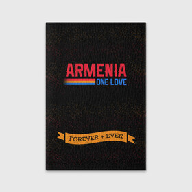 Обложка для паспорта матовая кожа с принтом Armenia forever + ever в Белгороде, натуральная матовая кожа | размер 19,3 х 13,7 см; прозрачные пластиковые крепления | Тематика изображения на принте: armenia | logo | армения | армян | армяни | герб | лев и орел | лого | символ | флаг | флаг и герб армении