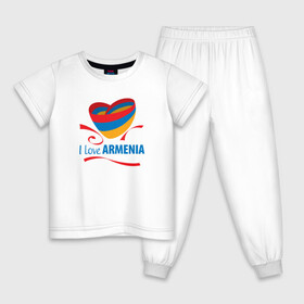 Детская пижама хлопок с принтом Я люблю Армению в Белгороде, 100% хлопок |  брюки и футболка прямого кроя, без карманов, на брюках мягкая резинка на поясе и по низу штанин
 | armenia | logo | армения | армян | армяни | герб | лев и орел | лого | символ | флаг | флаг и герб армении