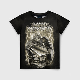 Детская футболка 3D с принтом Amon Amarth в Белгороде, 100% гипоаллергенный полиэфир | прямой крой, круглый вырез горловины, длина до линии бедер, чуть спущенное плечо, ткань немного тянется | amon amarth | metal | викинг метал | группы | дэт метал | метал | музыка | рок