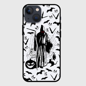 Чехол для iPhone 13 mini с принтом Хэллоуин, Grim Reaper в Белгороде,  |  | Тематика изображения на принте: bat | death | ghost | halloween | horror | spiderweb | вампиры | летучая мышь | летучие мыши | нечистая сила | нечисть | пауки | паутина | привидение | призрак | страшный | тыква | тьма | хеллоуин | хоррор | хэллоуин