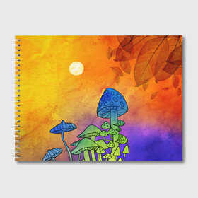 Альбом для рисования с принтом Заколдованный лес в Белгороде, 100% бумага
 | матовая бумага, плотность 200 мг. | Тематика изображения на принте: акварель | глитч грибы | грибы | грибы нарисованные карандашом | листва | необычный лес | цветные грибы