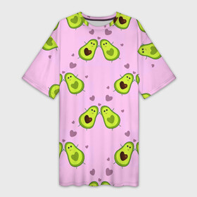 Платье-футболка 3D с принтом Любовь | Авокадиков в Белгороде,  |  | Тематика изображения на принте: avocado | food | fruit | pattern | vegan | vegetarian | авокадо | веган | вегетарианство | еда | зелёная | паттерн | правильное питание | фрукт | фрукты