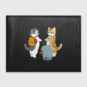 Обложка для студенческого билета с принтом Котики отправляются в отпуск в Белгороде, натуральная кожа | Размер: 11*8 см; Печать на всей внешней стороне | Тематика изображения на принте: арт | катана | кот | котёнок | котики | коты | котята | кошка | кошки | милая кошка | милый кот | милый котёнок | отдых | отпуск | пончик | рисунок | рюкзак | чемодан | япония