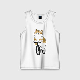 Детская майка хлопок с принтом Котик на велосипеде в Белгороде,  |  | арт | велосипед | ветер | кот | котёнок | кошка | милая кошка | милый кот | милый котёнок | отдых | отдыхает | пончик | рисунок