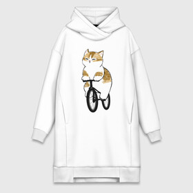 Платье-худи хлопок с принтом Котик на велосипеде в Белгороде,  |  | арт | велосипед | ветер | кот | котёнок | кошка | милая кошка | милый кот | милый котёнок | отдых | отдыхает | пончик | рисунок