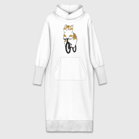 Платье удлиненное хлопок с принтом Котик на велосипеде в Белгороде,  |  | арт | велосипед | ветер | кот | котёнок | кошка | милая кошка | милый кот | милый котёнок | отдых | отдыхает | пончик | рисунок