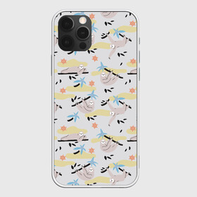 Чехол для iPhone 12 Pro Max с принтом Ленивцы паттерн в Белгороде, Силикон |  | забавные животные | иллюстрация | ленивцы | листоеды | паттерн | приглушенные цвета | рисунок | светлый принт | тотемное животное | экзотические животные