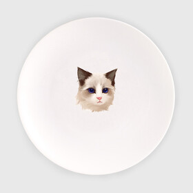 Тарелка с принтом Хмурый кот в Белгороде, фарфор | диаметр - 210 мм
диаметр для нанесения принта - 120 мм | арт | белая кошка | иллюстрация | котенок | котик | кошечка