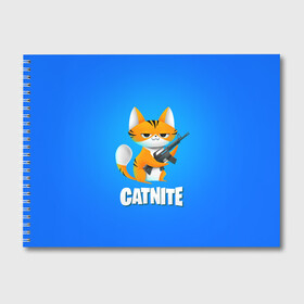 Альбом для рисования с принтом Catnite в Белгороде, 100% бумага
 | матовая бумага, плотность 200 мг. | cs go | fortnite | кот | котик | смешной кот | смешной фортнайт | фортнайт | шутер